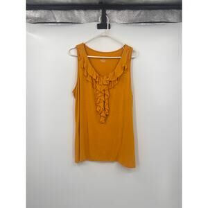 Merona Womens XXL mustard yellow ruffled tank top Athleisure Layer Stretchy